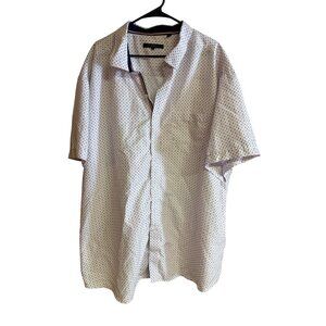 Synergy Mens 4XL White Short Sleeve Button-Up Shirt With Red & Blue Anchor Print